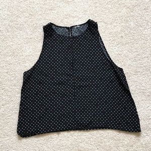 Vintage Polka Dot Sleeveless Black Tank Top w Clasp